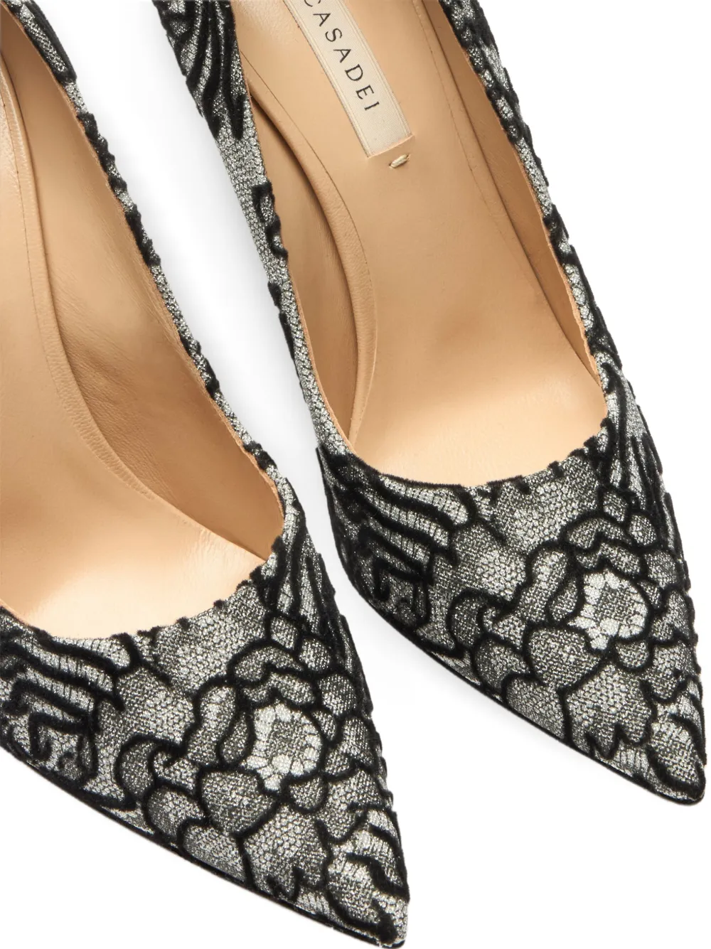 Casadei Julia Rigel flocked pumps Zwart