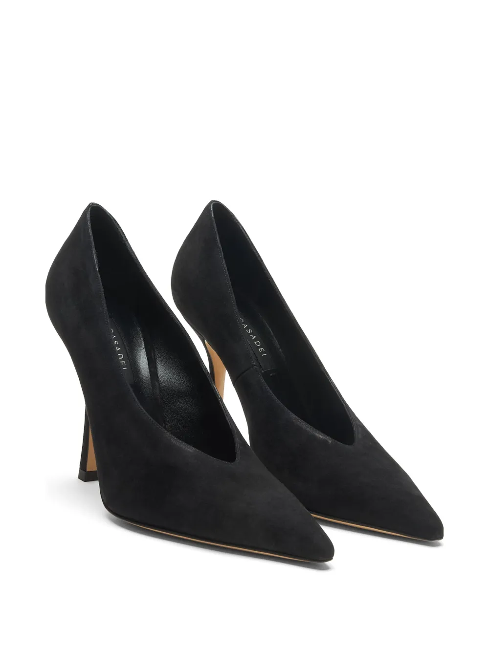 Casadei Nina asymmetrical suede pumps Zwart