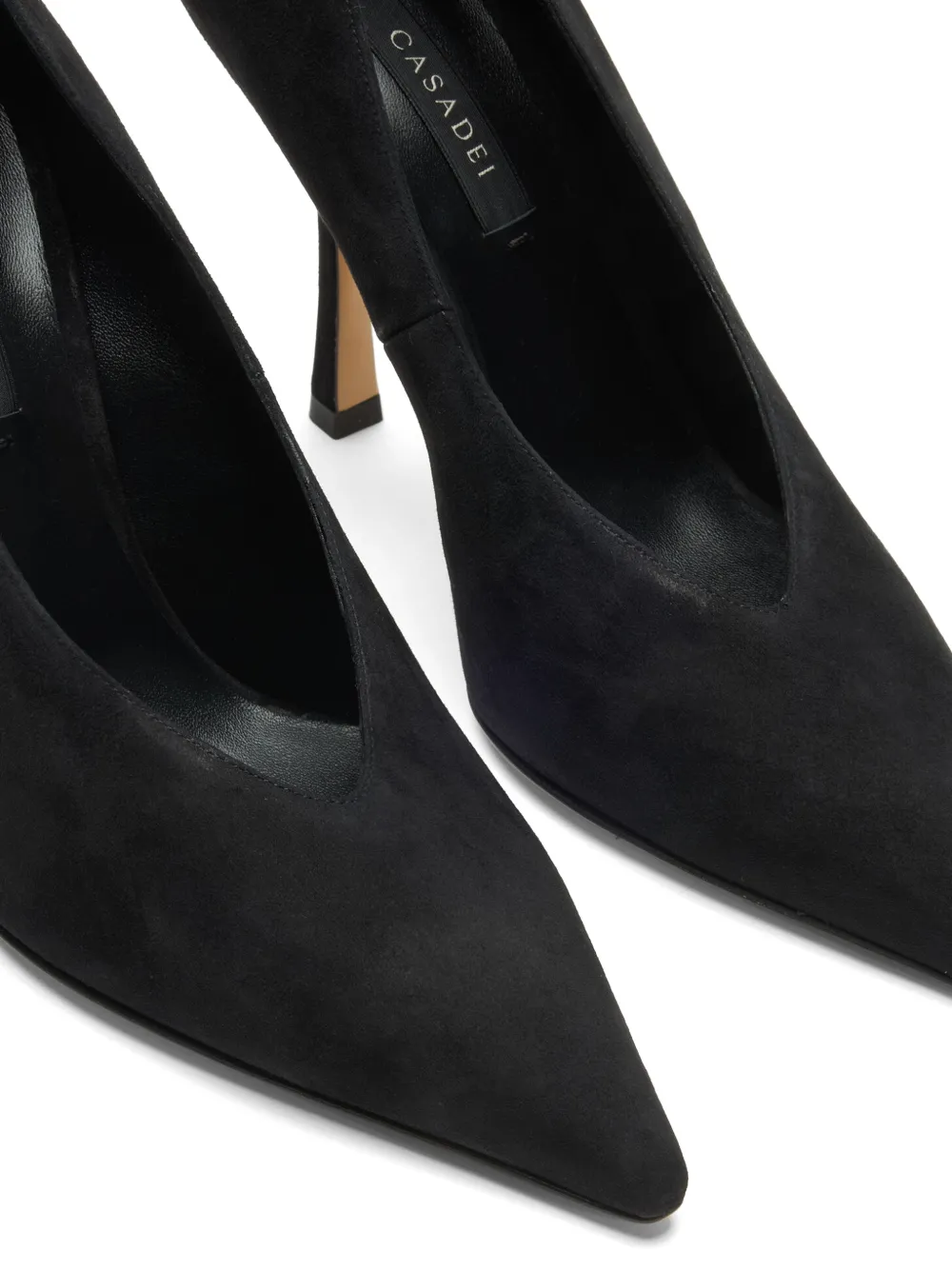 Casadei Nina asymmetrical suede pumps Zwart