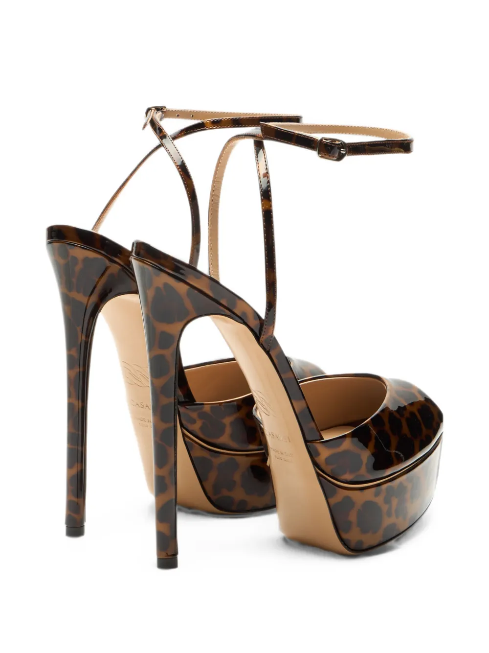 Casadei Flora leopard-print platform sandals Beige