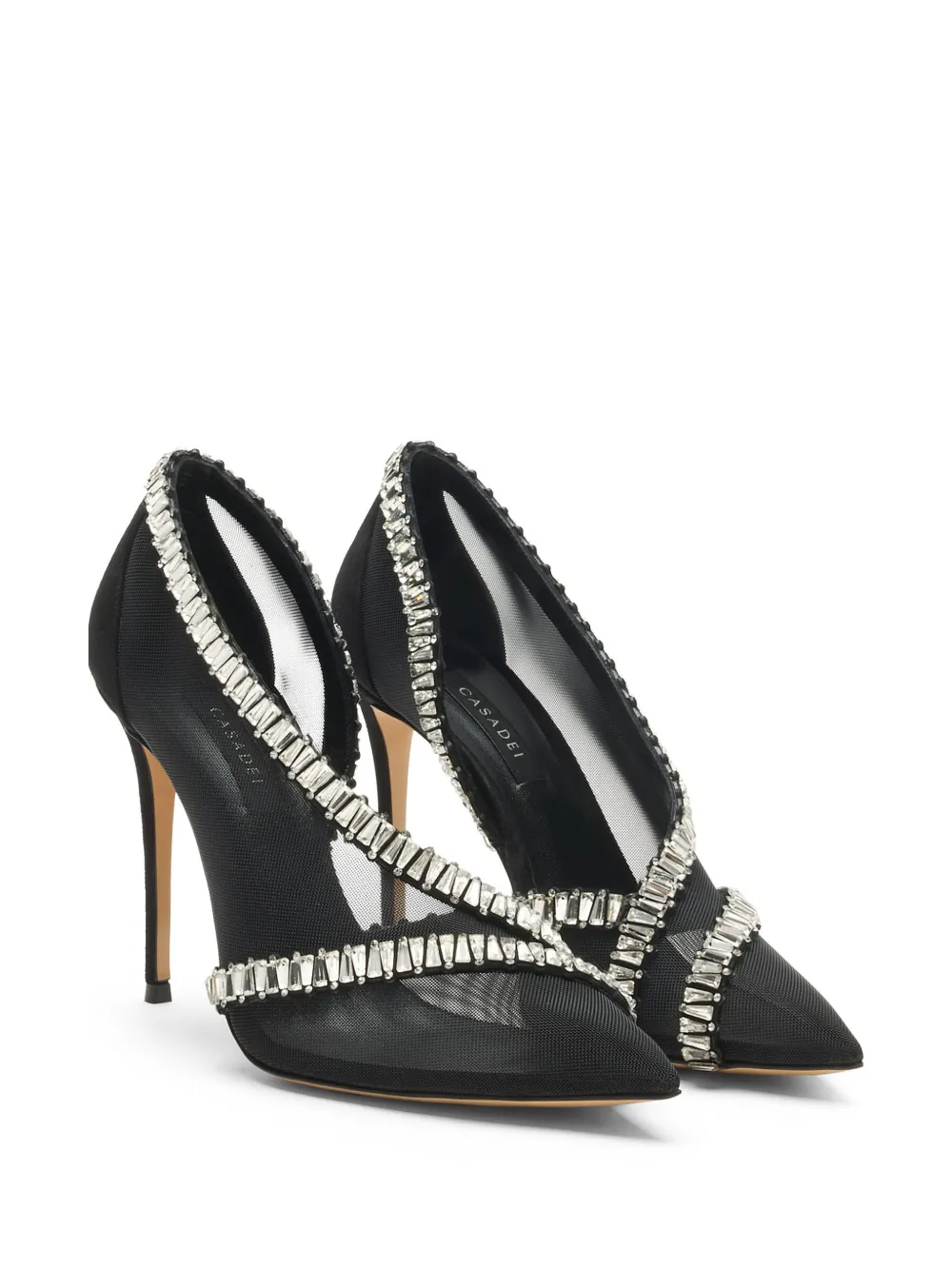 Casadei Julia Heaven rhinestone-embellished mesh pumps Zwart