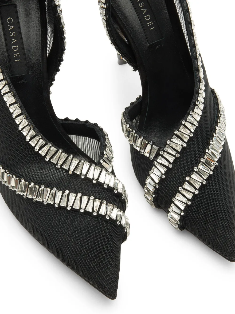 Casadei Julia Heaven rhinestone-embellished mesh pumps Zwart