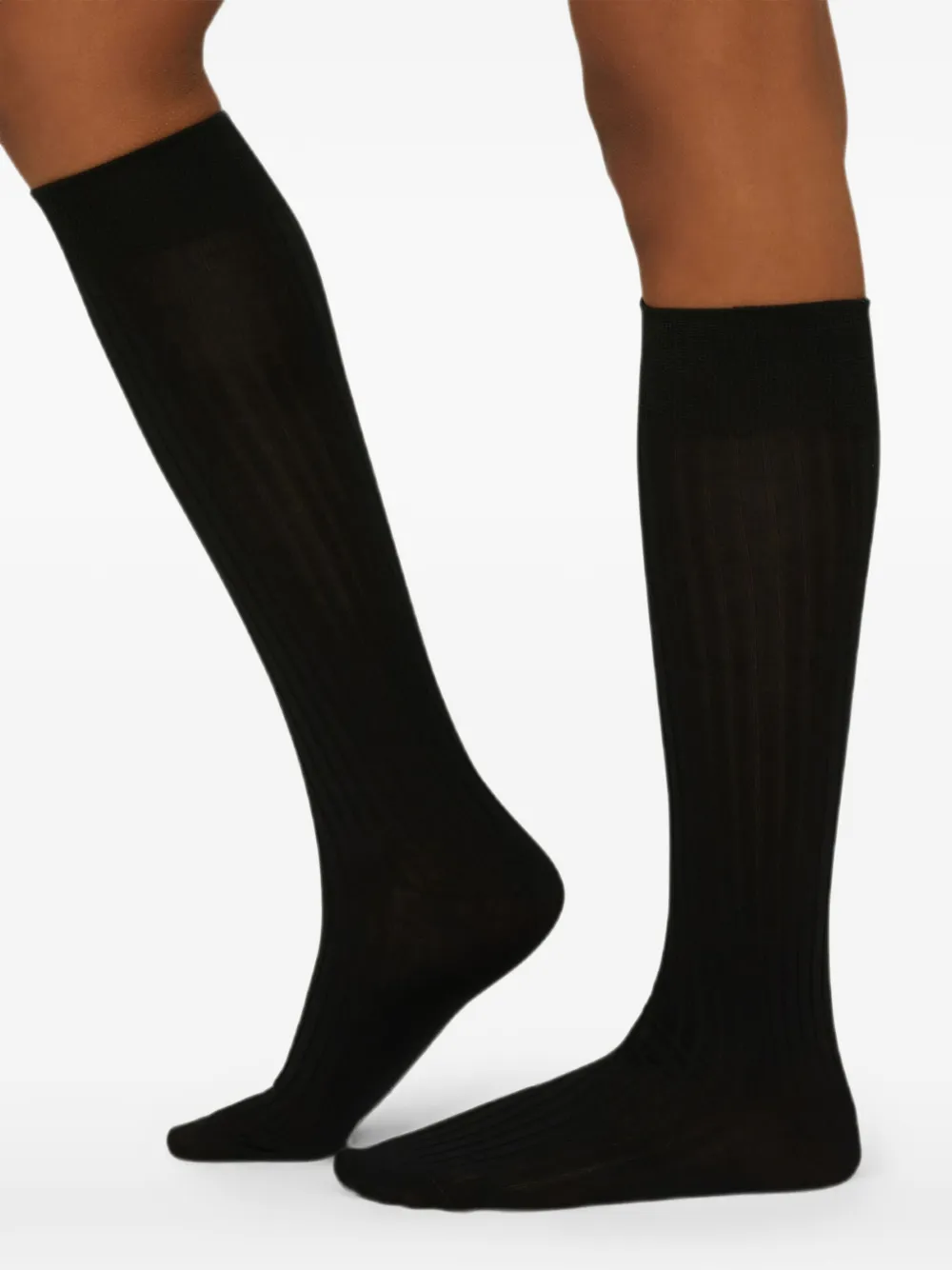 Wolford Geribbelde kniesokken Zwart