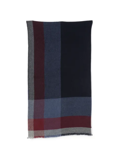 Brunello Cucinelli check-pattern frayed-edge scarf