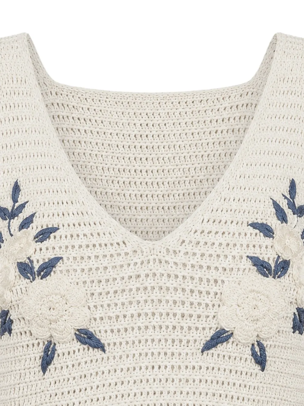 All That Remains Iris gehaakte top met geborduurde bloemen Wit