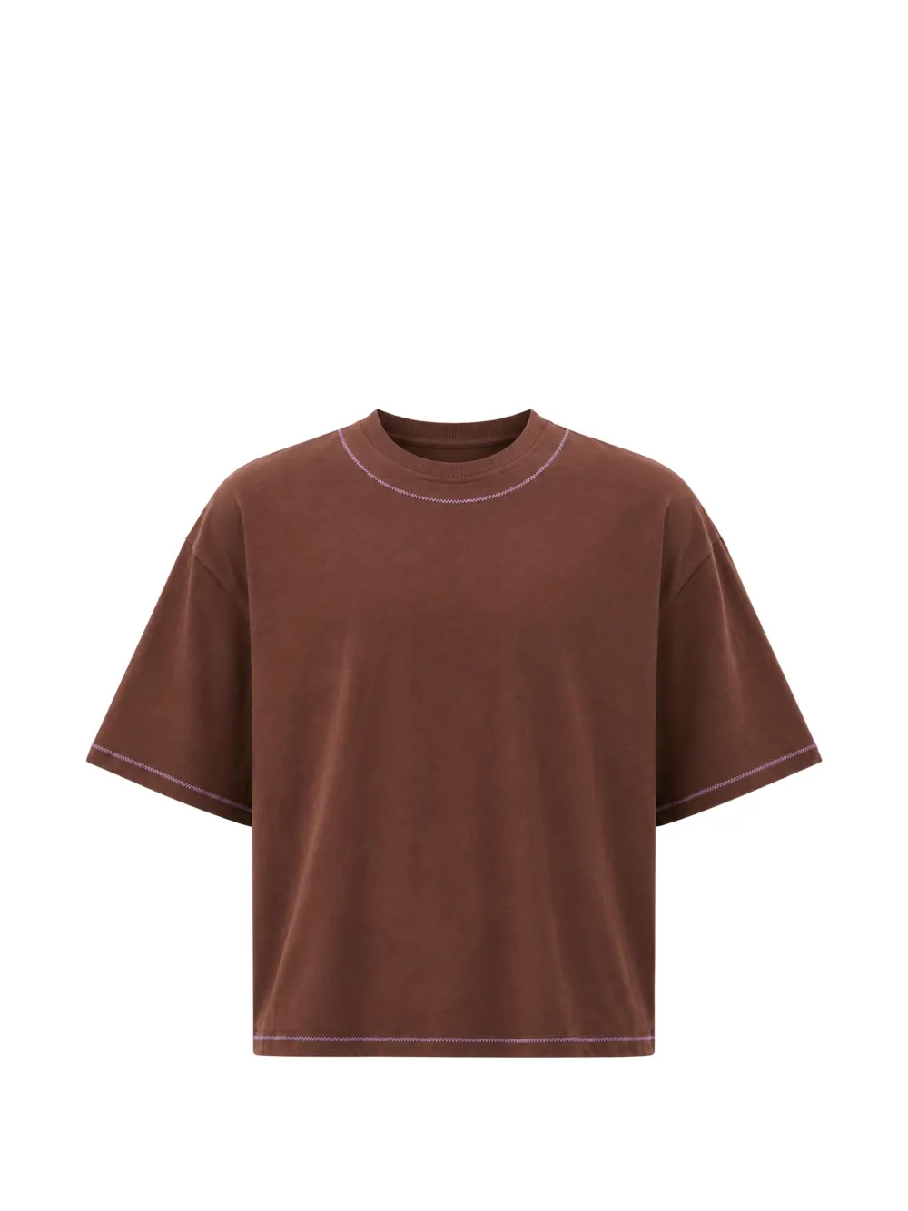 estudio niksen hand-embroidered cropped T-shirt - Marrone