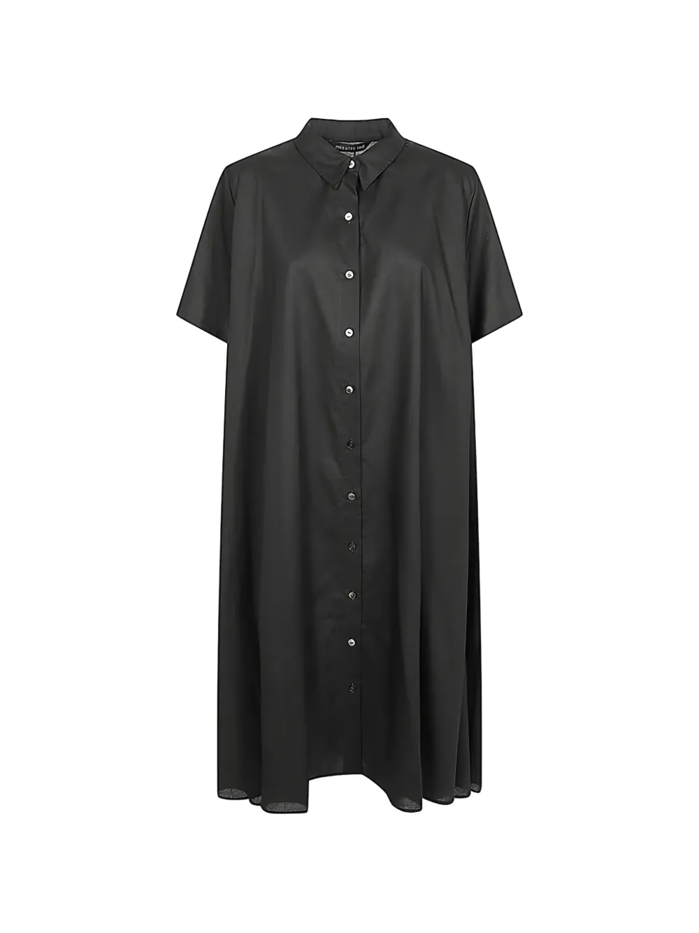 mizuiro ind flared short-sleeve shirt midi dress - Nero