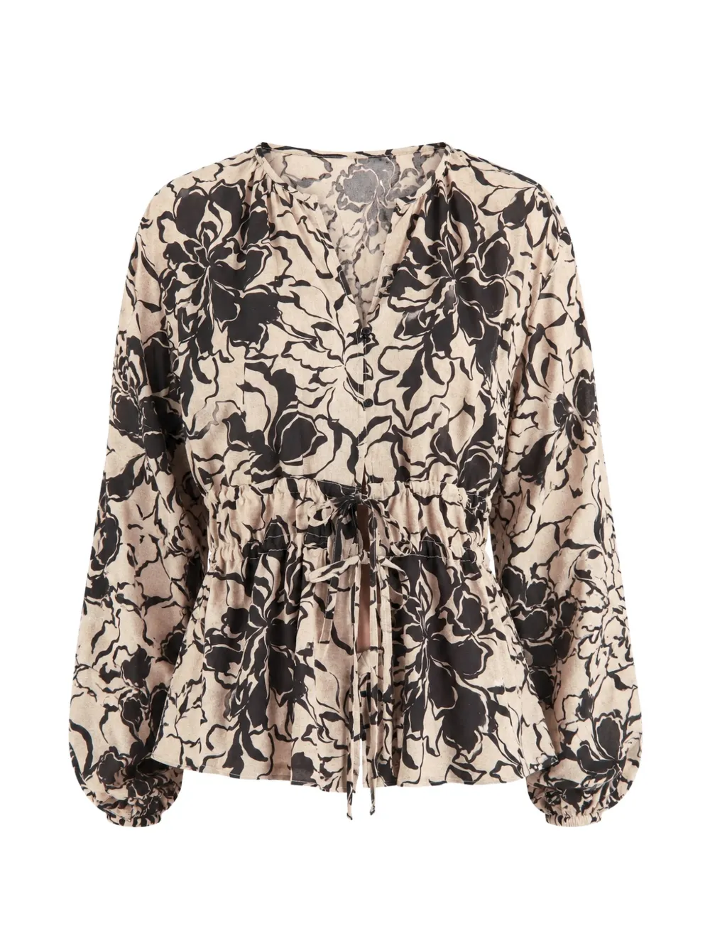 Solaqua Poppy Floral-print Blouse In Animal Print