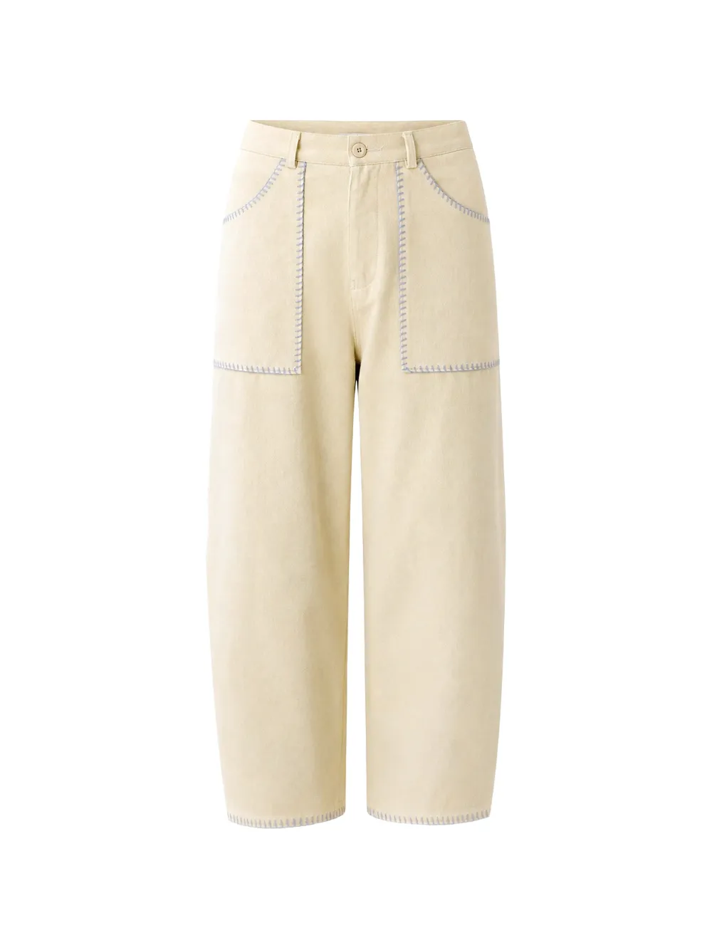 estudio niksen embroidered-trim patch-pocket trousers - Nude