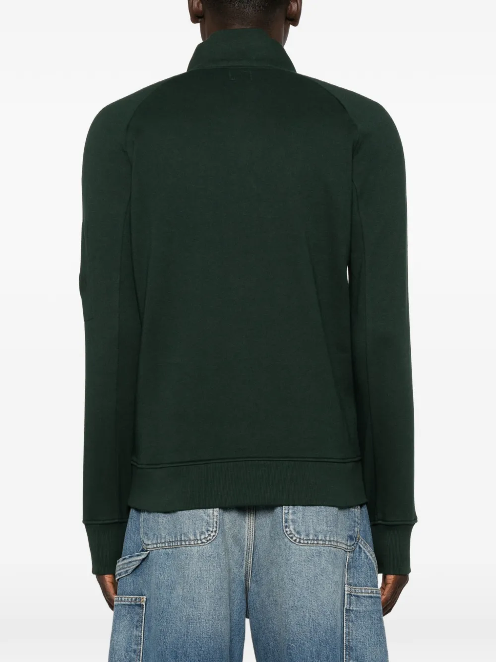 C.P. Company Sweater met kwartrits en Lens-detail Groen