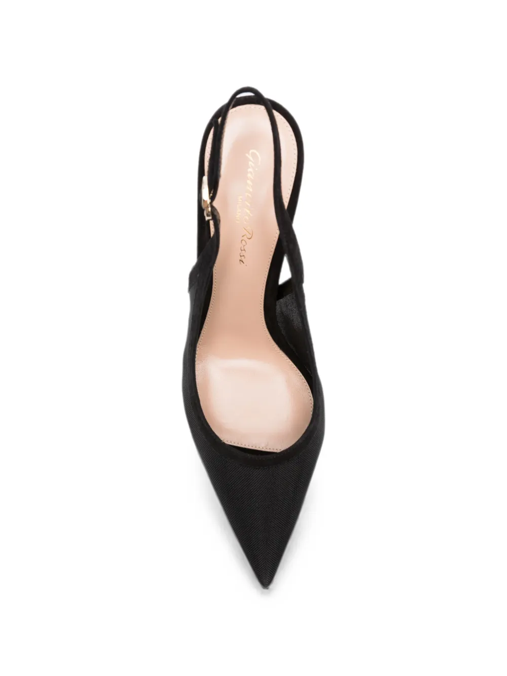 Gianvito Rossi Organza mesh slingback pumps Zwart