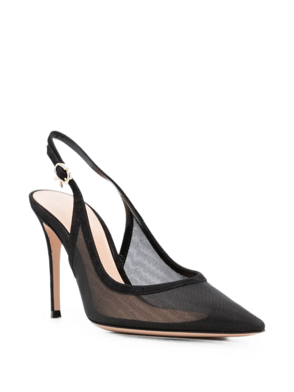 Gianvito Rossi Organza mesh slingback pumps Zwart