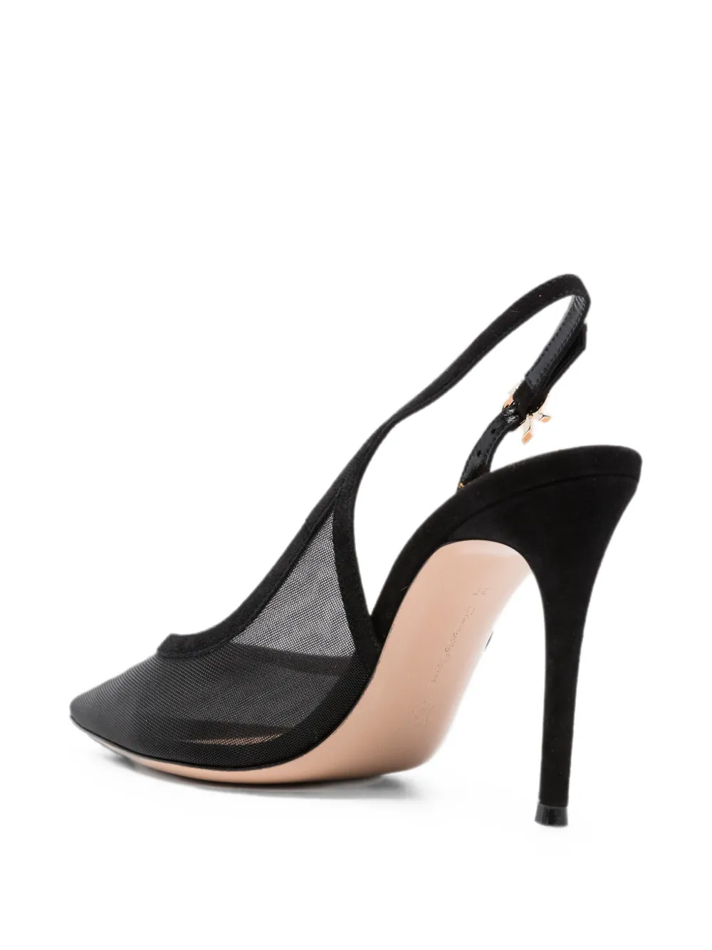 Gianvito Rossi Organza mesh slingback pumps Zwart