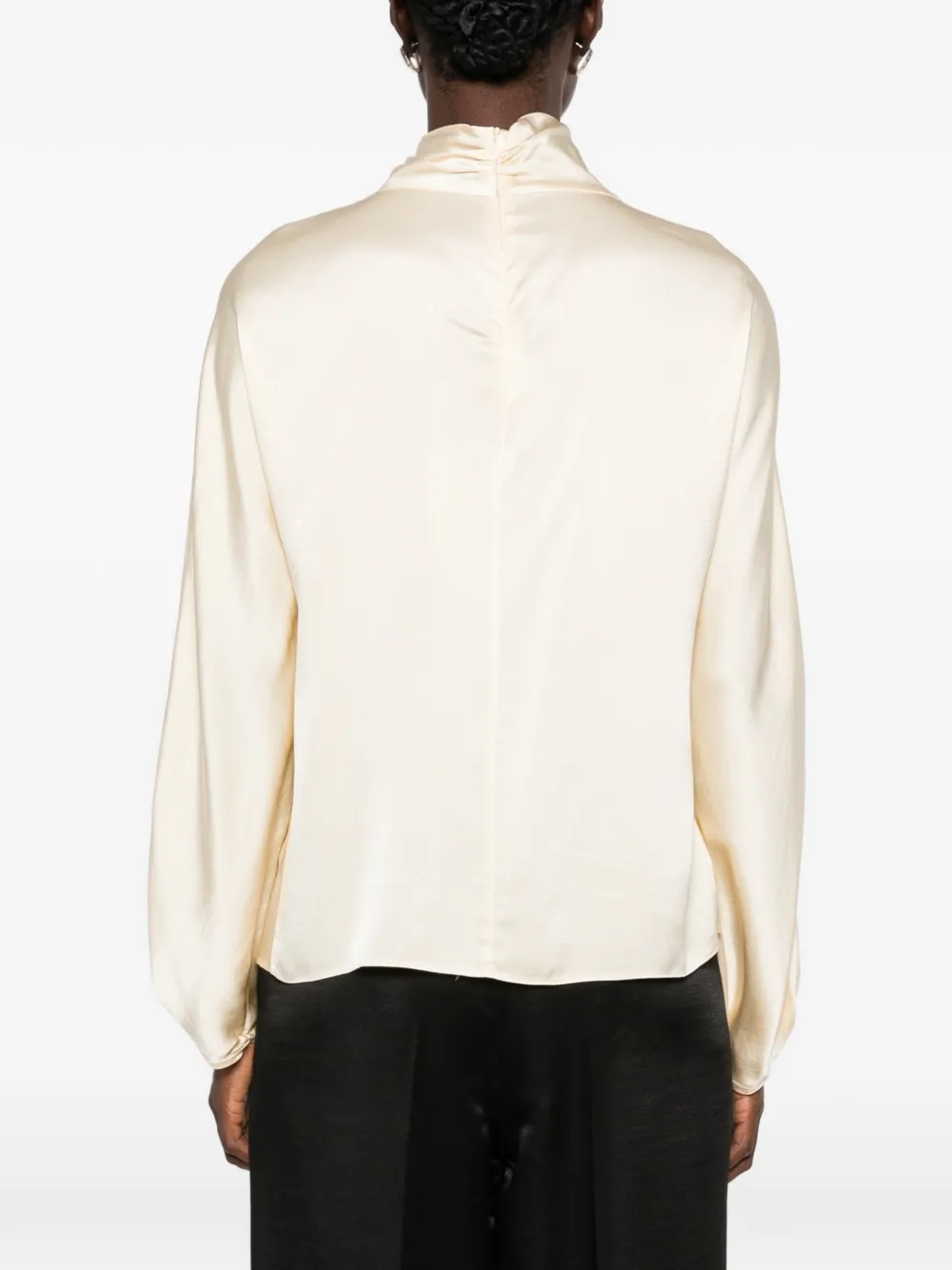 Forte Zijden blouse met soepelvallende hals Beige