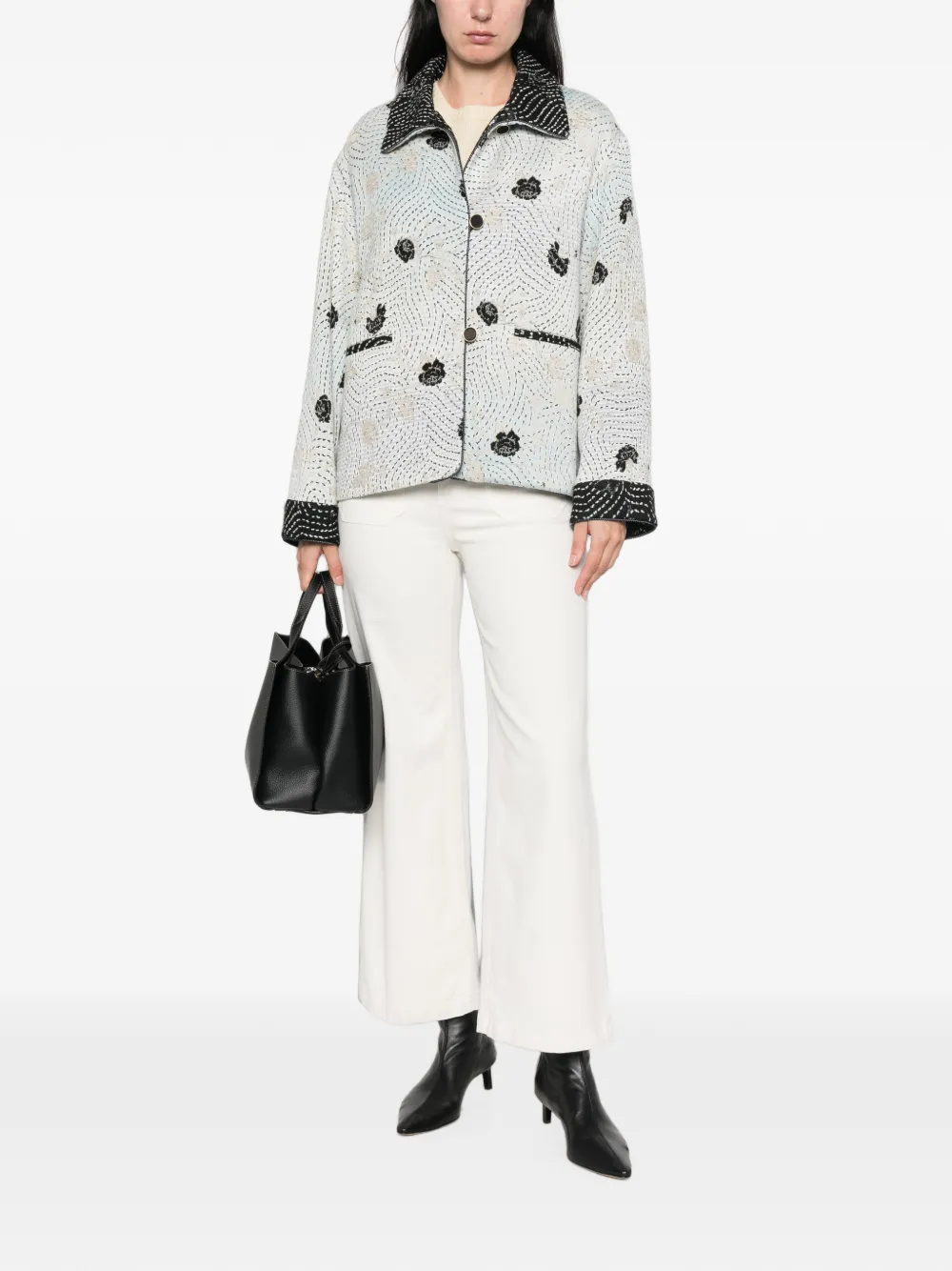 Forte Jack met geborduurde bloemen Blauw