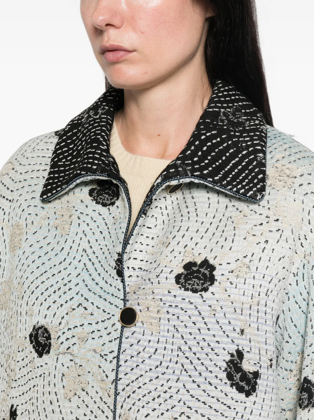 Forte Jack met geborduurde bloemen Blauw