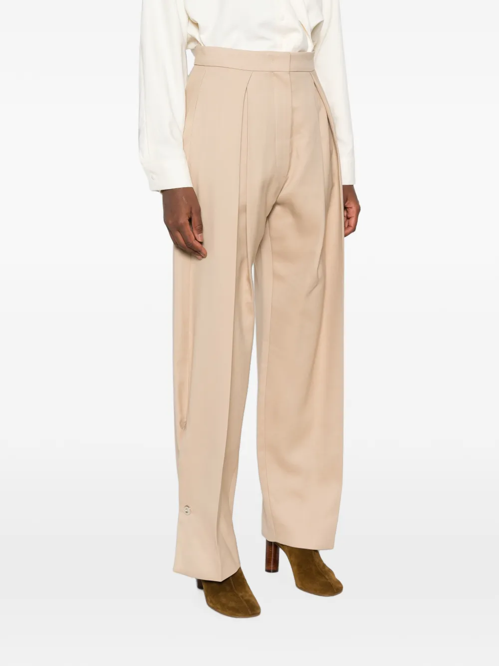 Sportmax Pantalon met wijde pijpen Beige