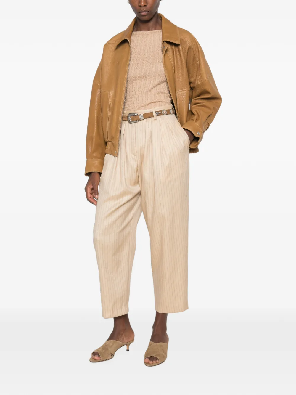 ISABEL MARANT Janice pantalon met krijtstreep Beige