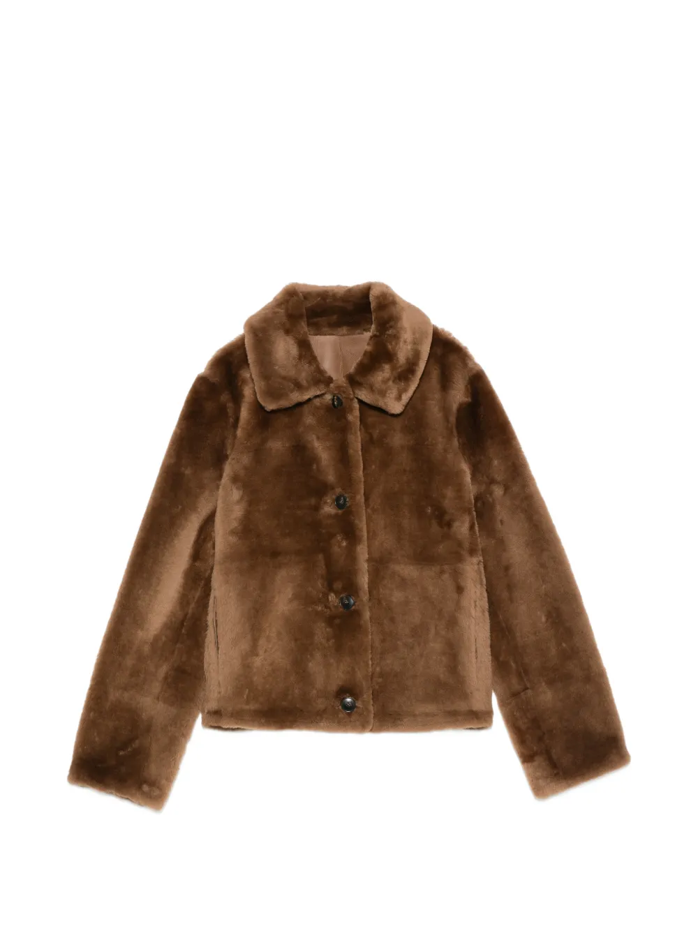Yves Salomon Shearling-Jacke mit Knopfverschluss - Braun