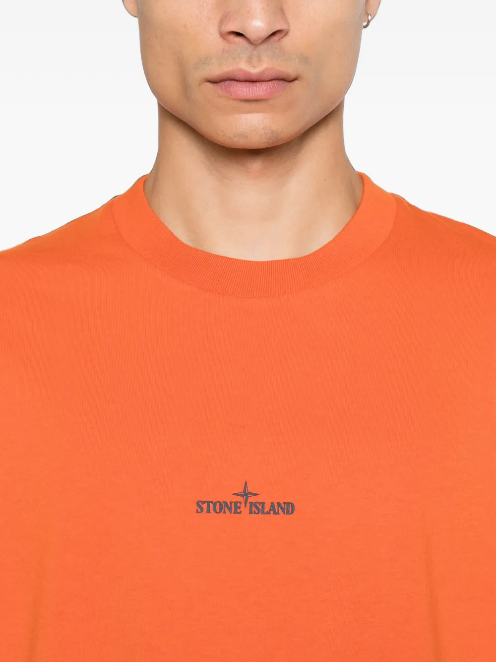 Stone Island T-shirt met logoprint Oranje