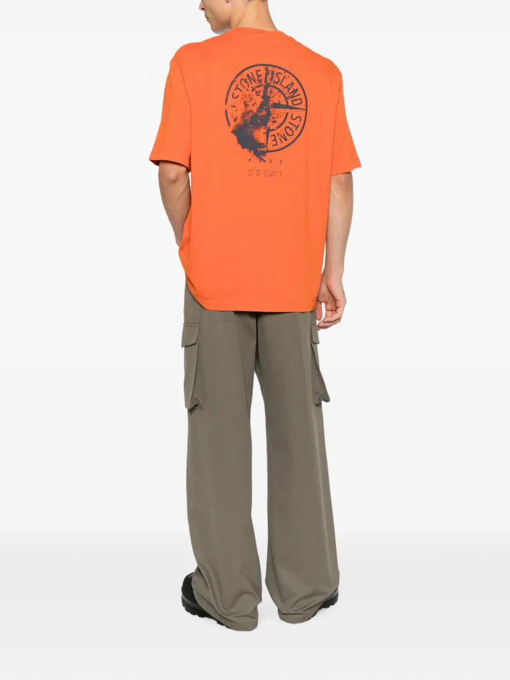 Stone Island T-shirt met logoprint Oranje