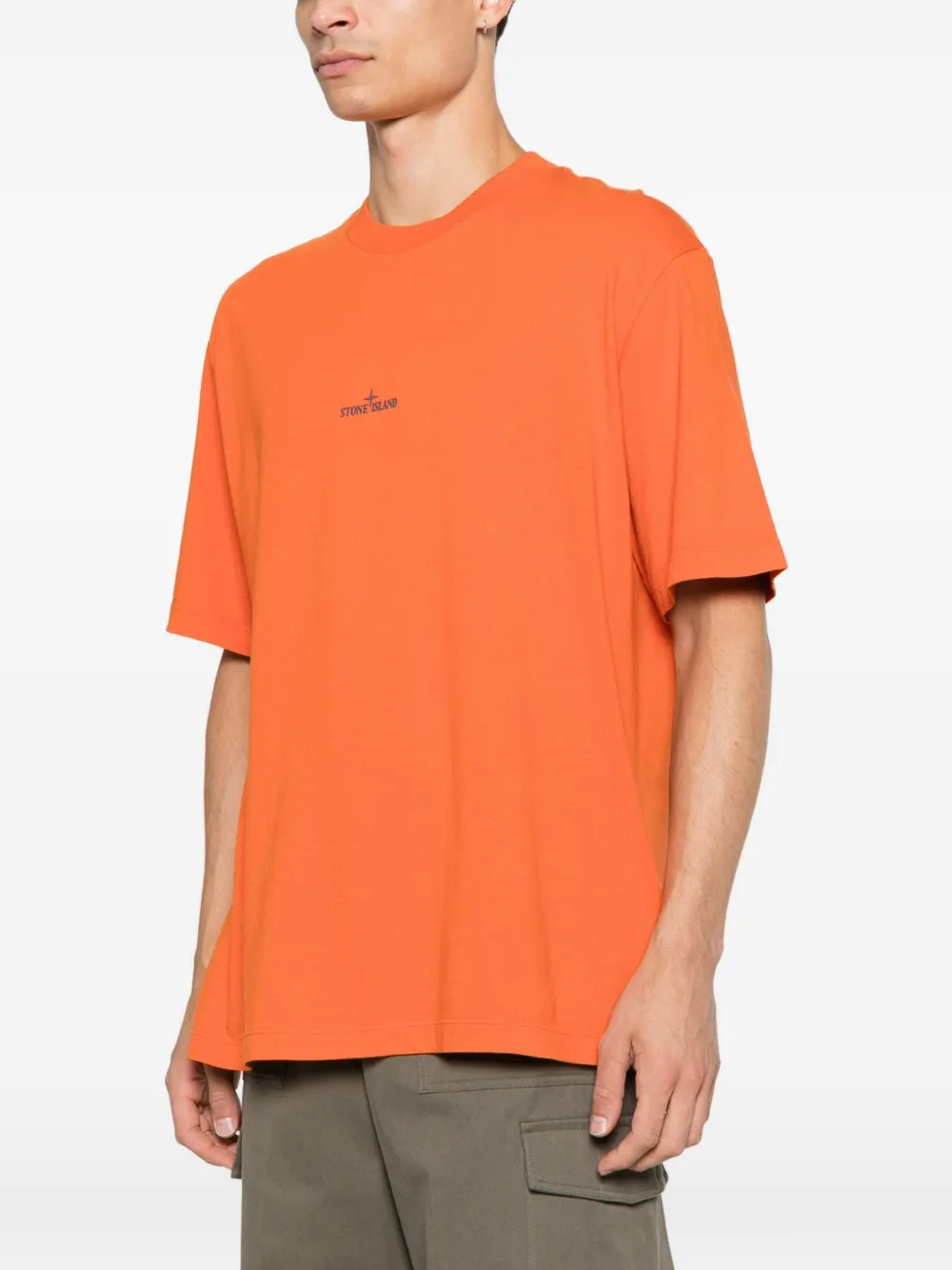 Stone Island T-shirt met logoprint Oranje