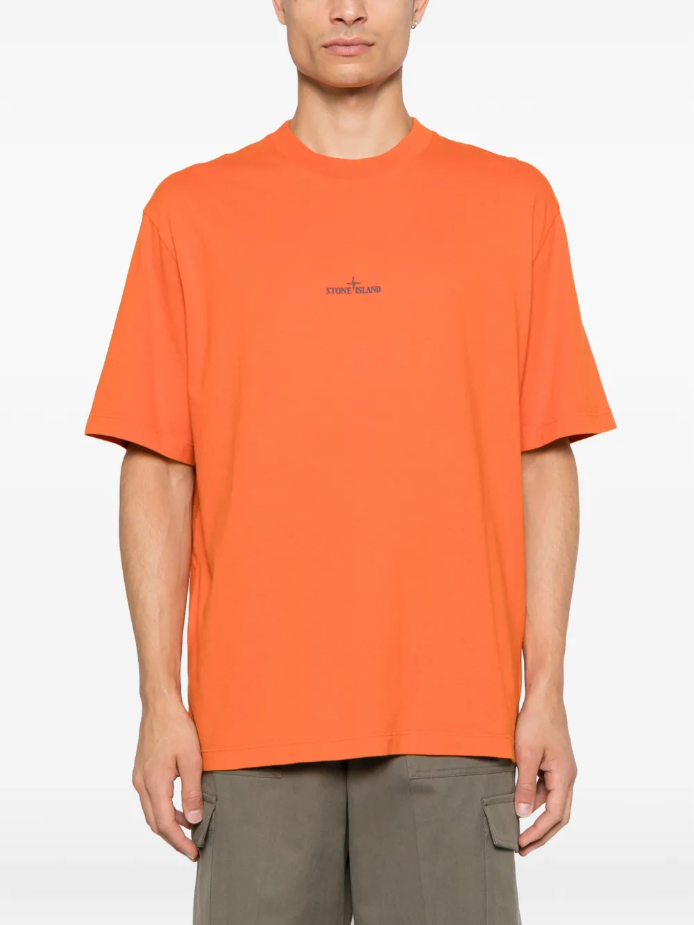Stone Island T-shirt met logoprint Oranje