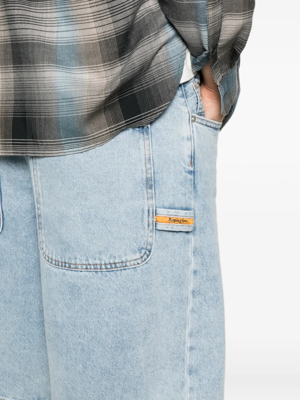 Replay Shorts met acid wassing Blauw