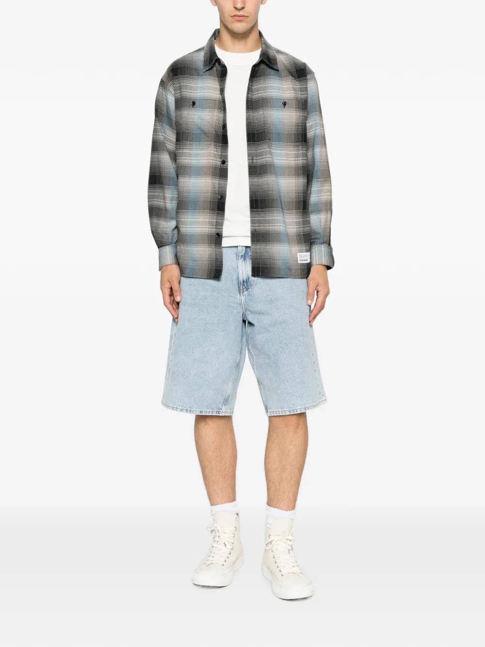 Replay Shorts met acid wassing Blauw