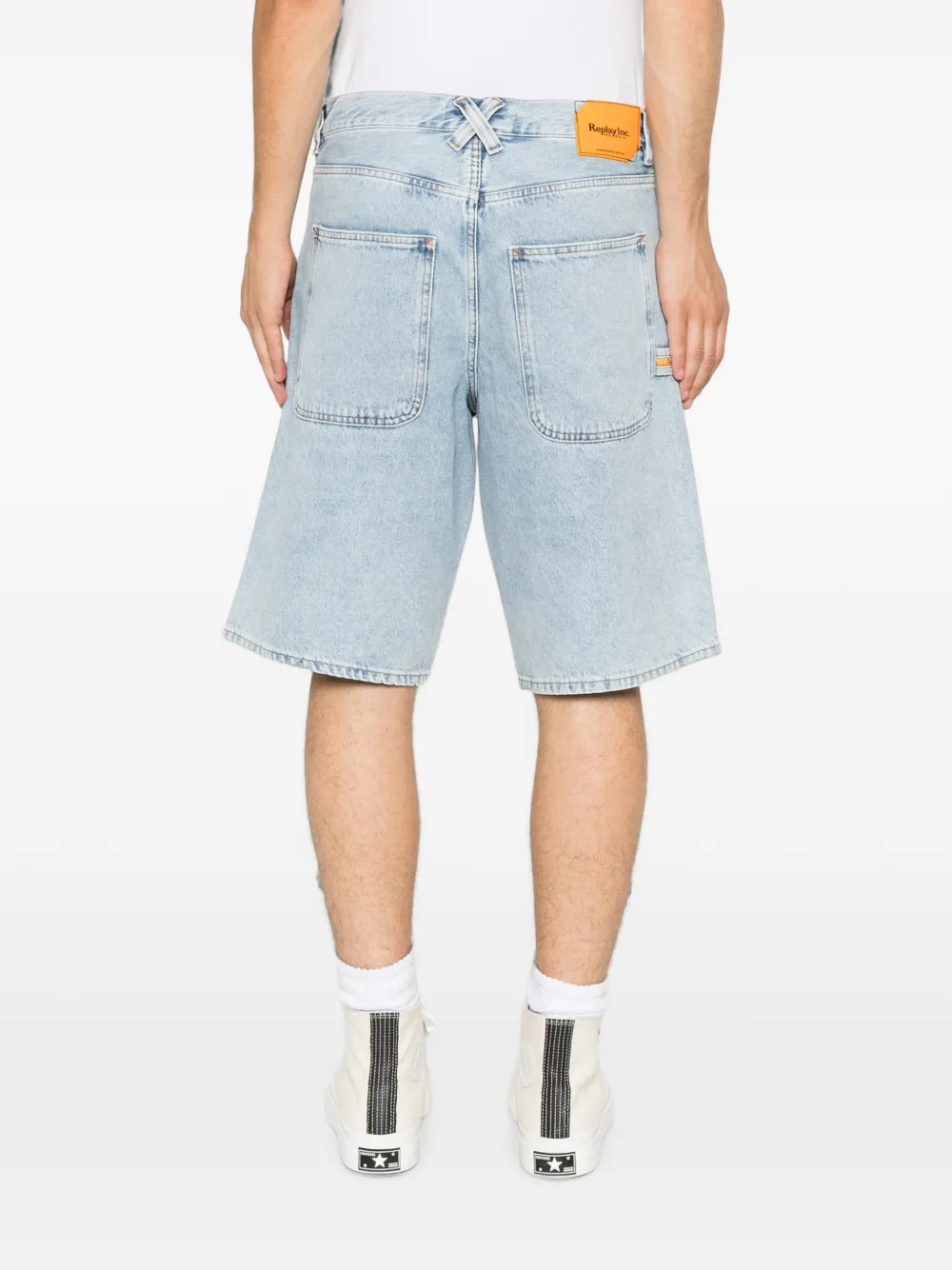 Replay Shorts met acid wassing Blauw