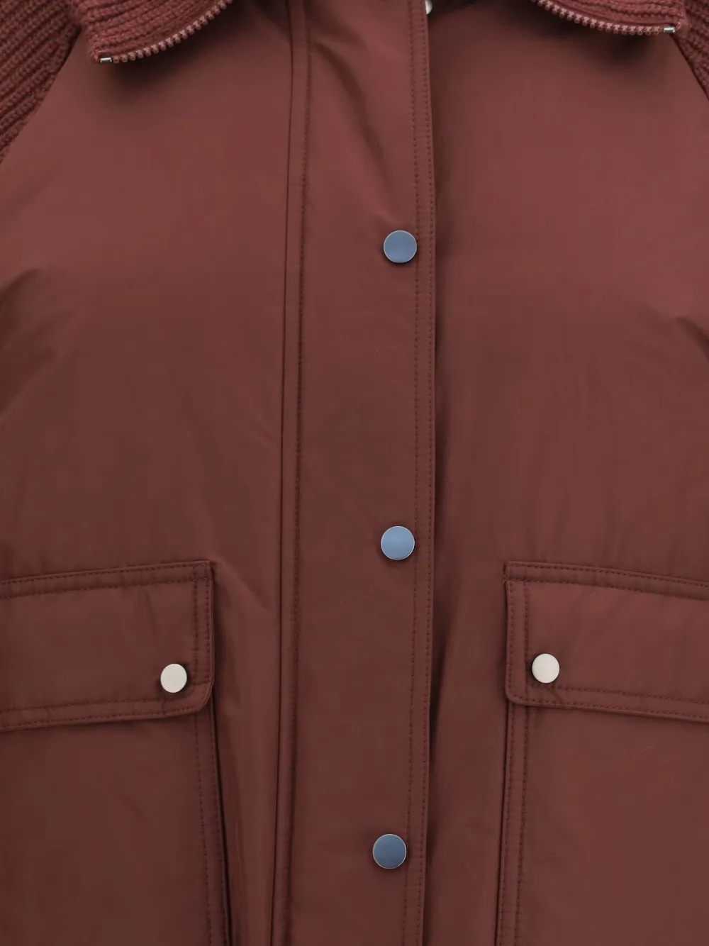 Brunello Cucinelli Gewatteerd jack met gebreide mouwen Rood