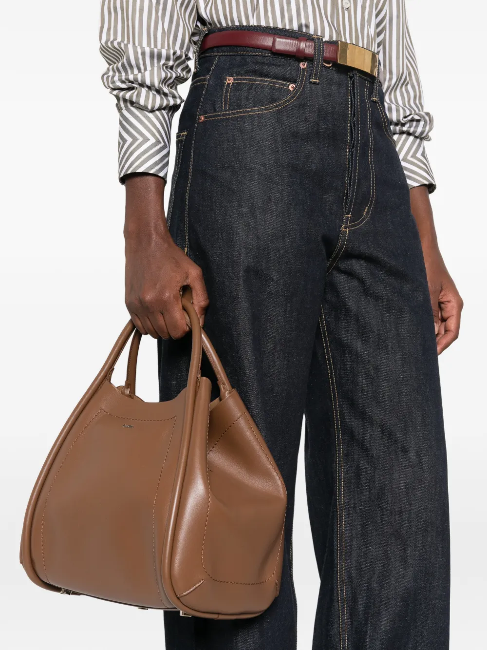 Max Mara Marin leren shopper Bruin
