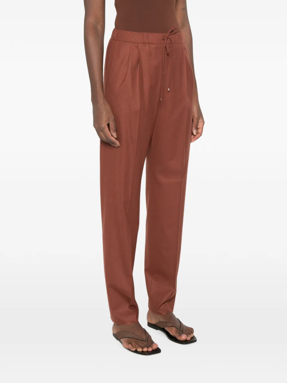 Max Mara Straight broek met trekkoord Bruin