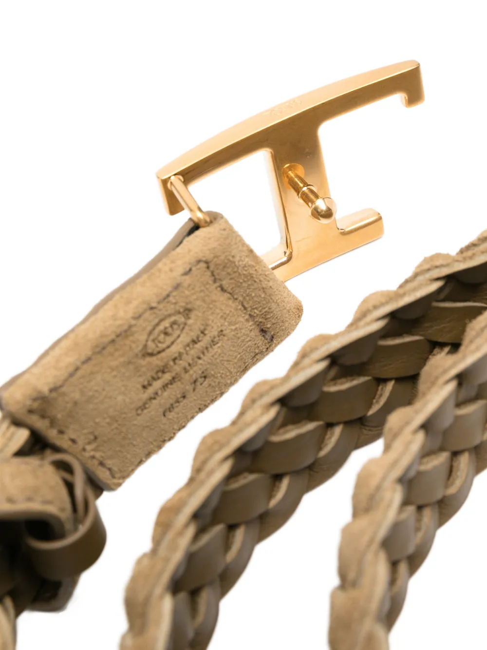 Tod's T Timeless gevlochten leren riem Beige