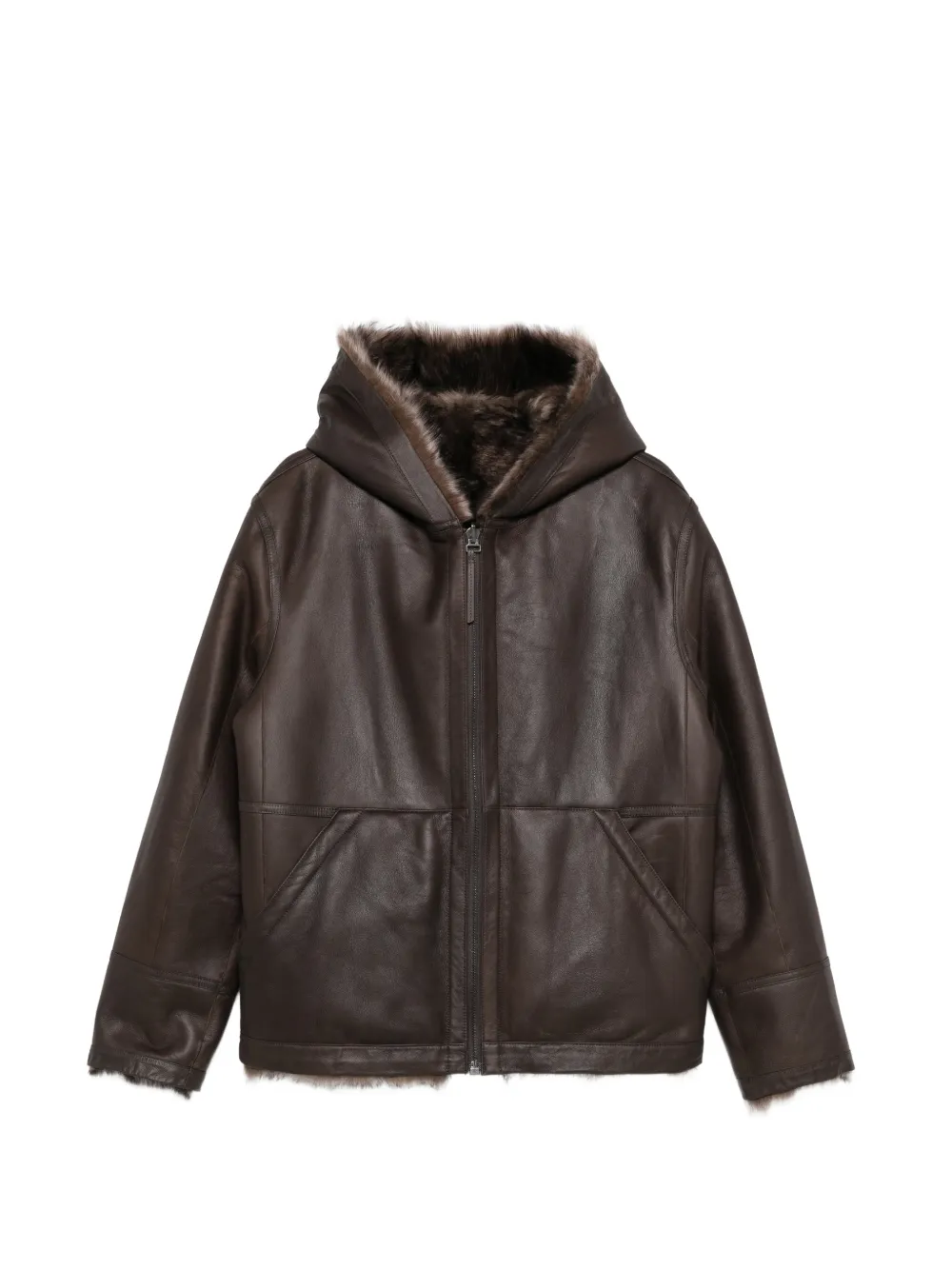 Yves Salomon hooded shearling jacket - Marrone
