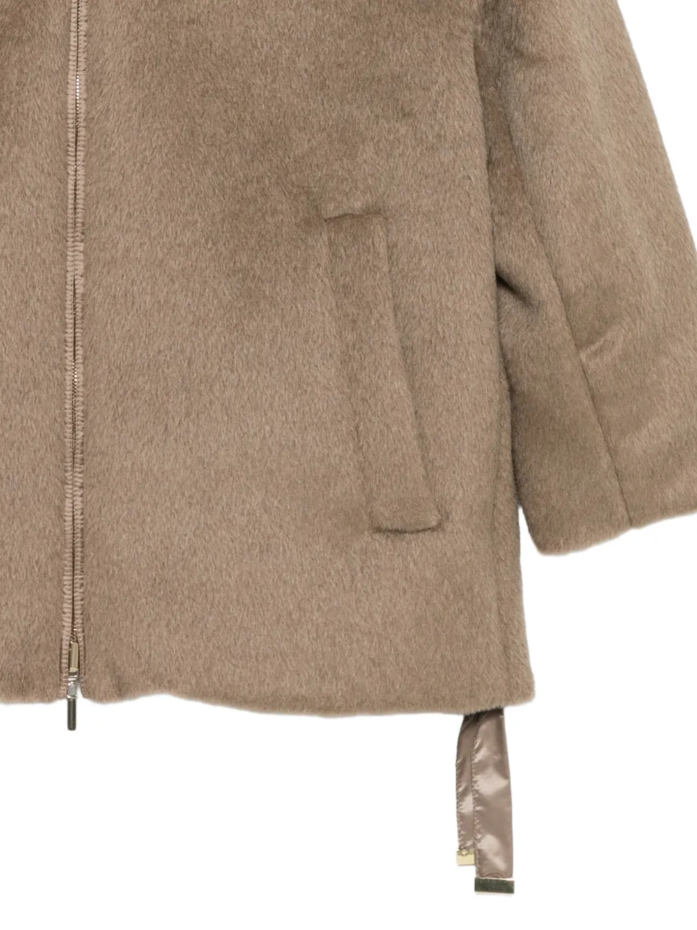 Max Mara hooded zip-up coat Beige