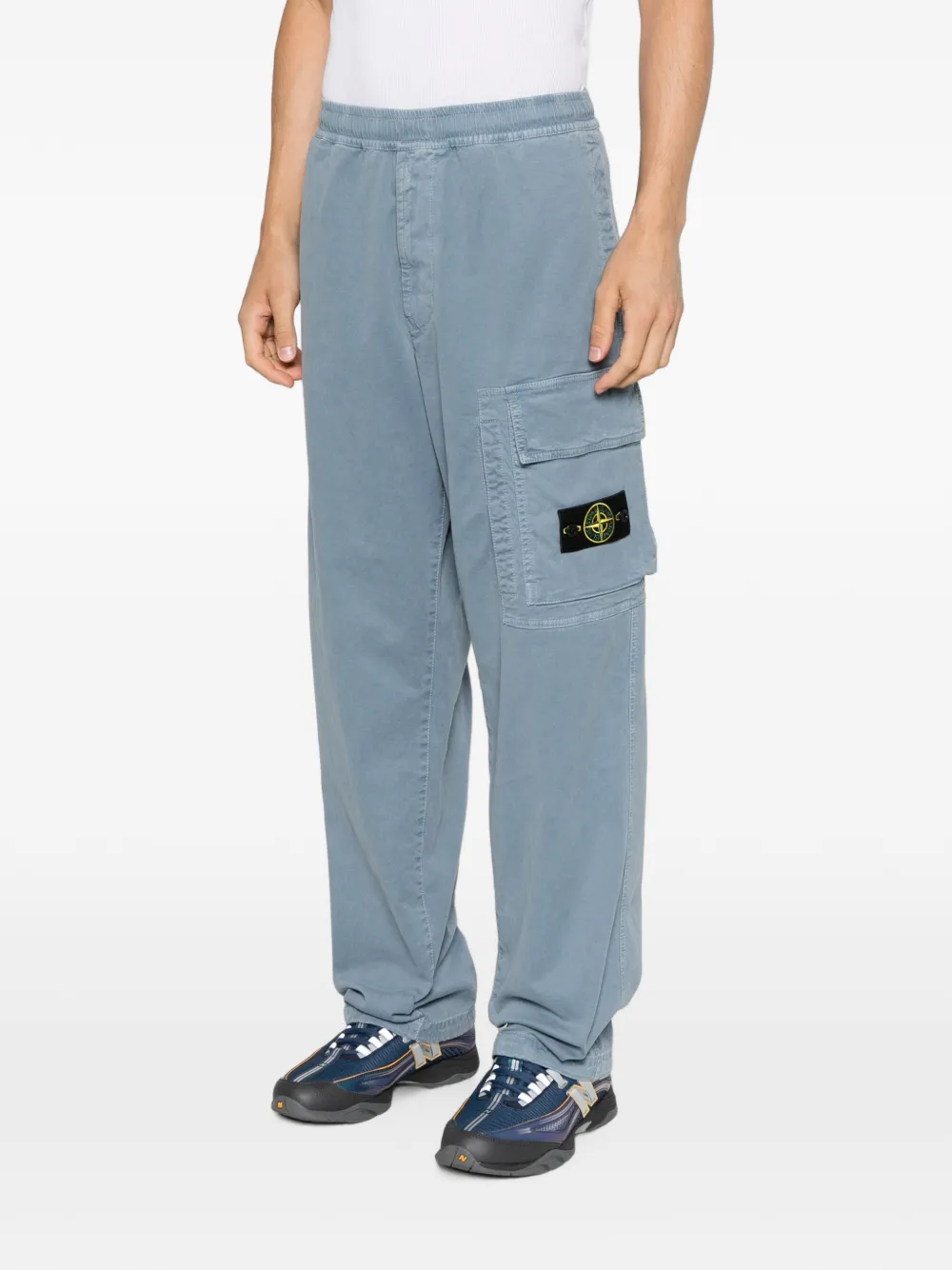 Stone Island Cargo broek met logopatch Blauw