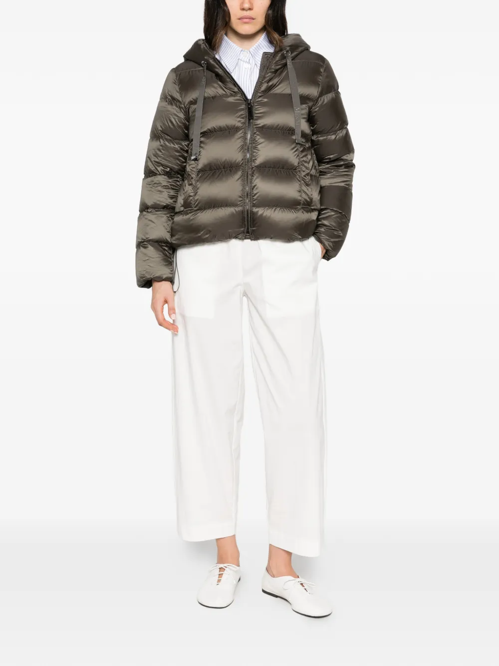 Max Mara quilted hooded jacket Groen