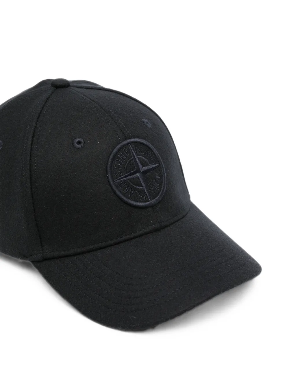 Stone Island 9100010 honkbalpet van wol-nylonflanel Zwart