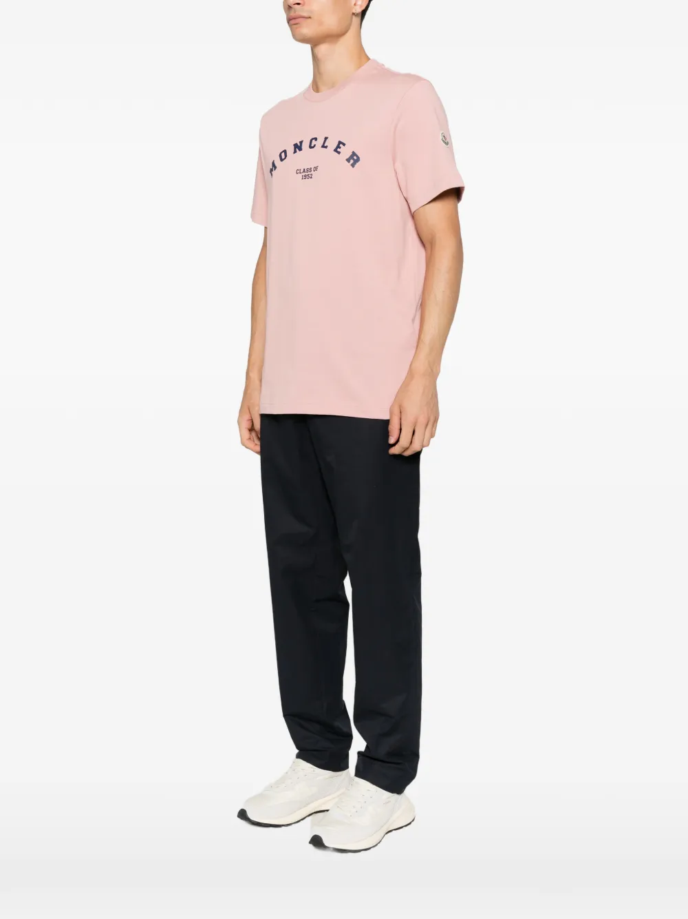Moncler Katoenen T-shirt met logoprint Roze