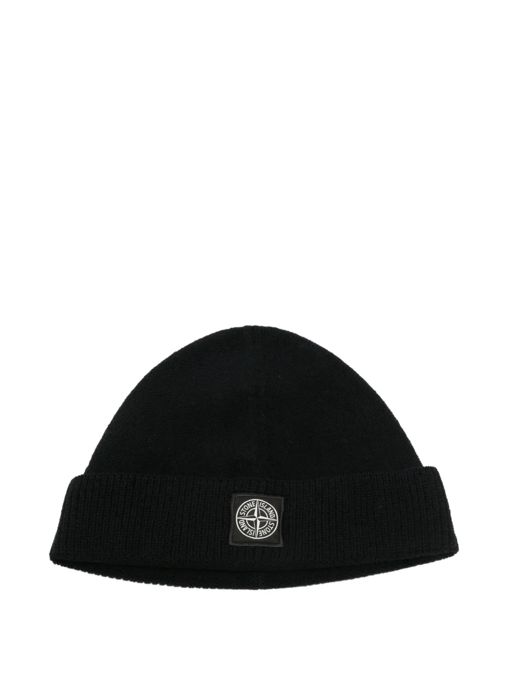 Stone Island logo-patch ribbed-trim beanie hat