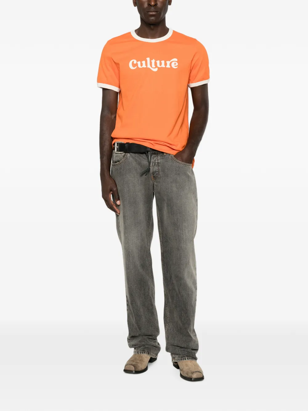 Golden Goose Geverfd T-shirt met logoprint Oranje