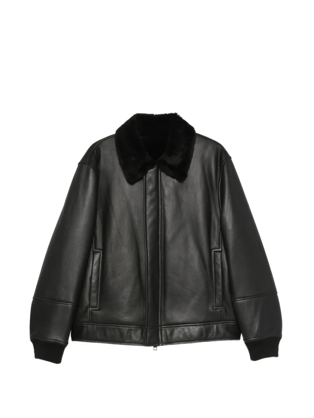 Yves Salomon fur-collar leather jacket - Schwarz