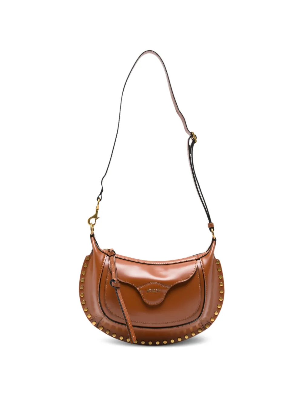 ISABEL MARANT Moon Pocket stud-embellished leather shoulder bag - Brown