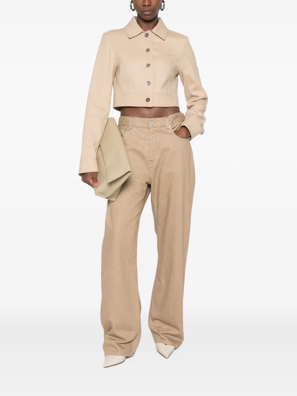 Sportmax Button-up cropped jack Beige