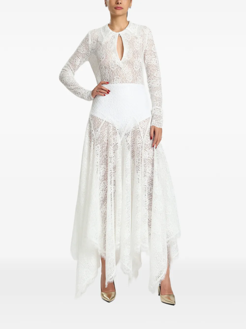 MIAU by Clara Rotescu handkerchief-hem asymmetric maxi dress - Bianco