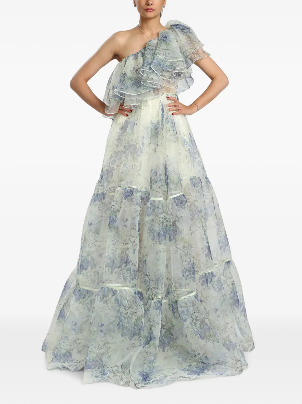 MIAU by Clara Rotescu ruffled one-shoulder maxi dress