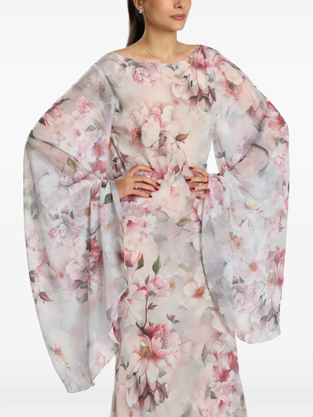 MIAU by Clara Rotescu floral-print open-back gown - Toni neutri