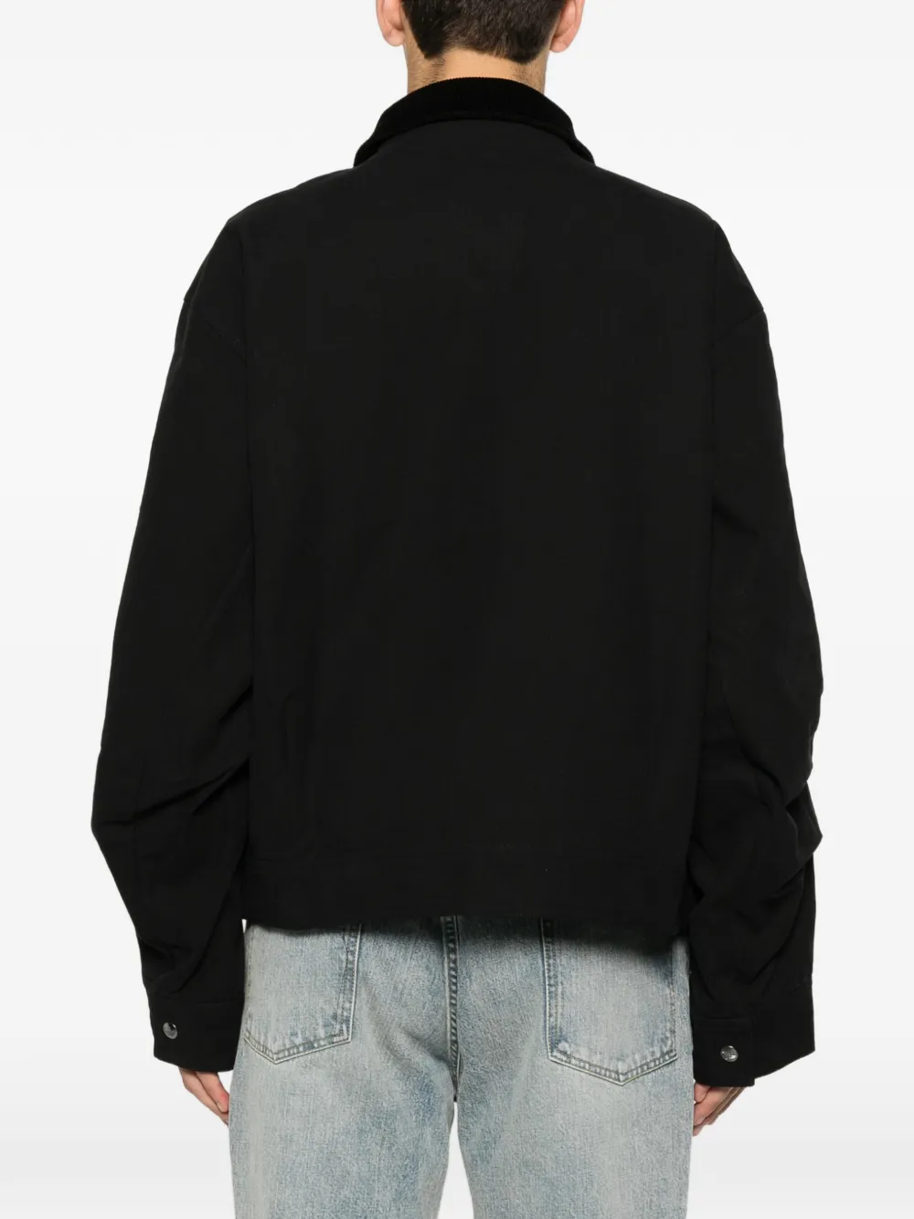 adidas Premium Essentials corduroy-collar logo-embroidered bomber jacket Zwart