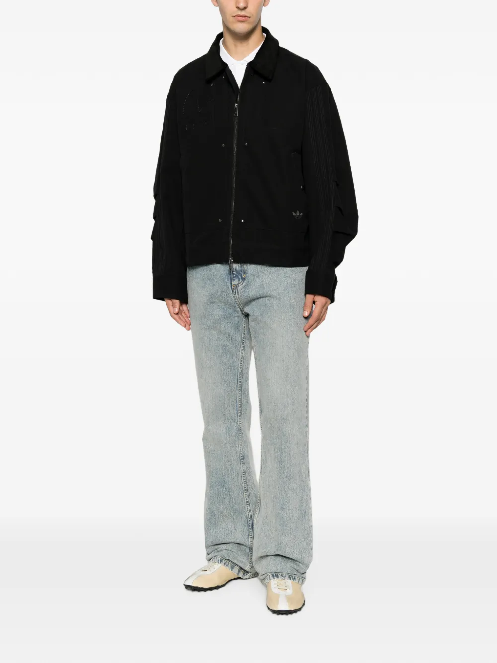 adidas Premium Essentials corduroy-collar logo-embroidered bomber jacket Zwart